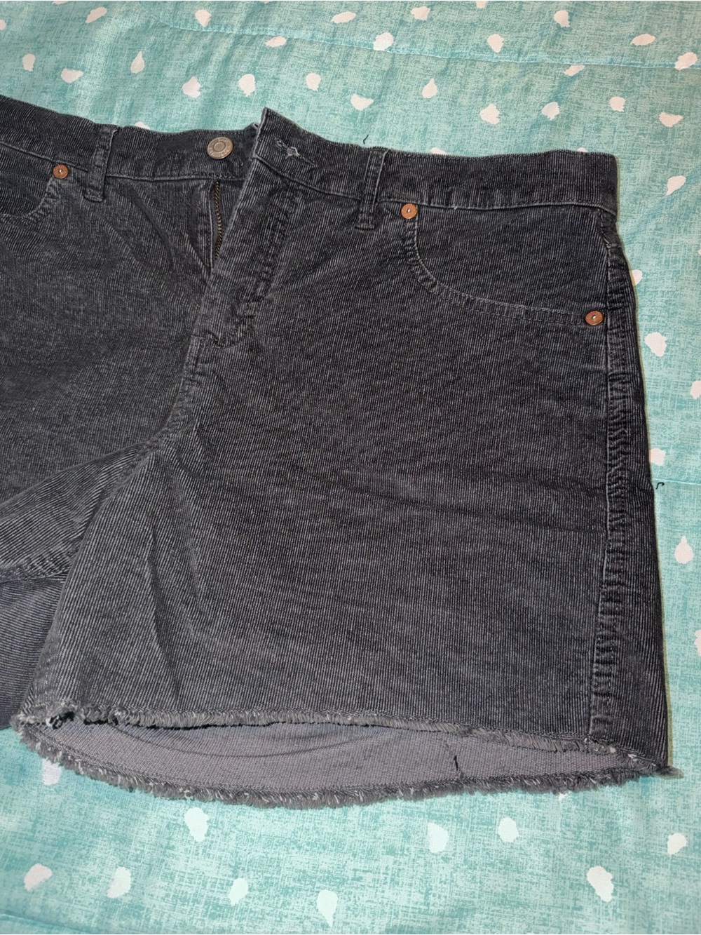 GAP sz 14 Black/Gray Corduroy Jean Shorts - Frayed Hem. MUST BE BUNDLED